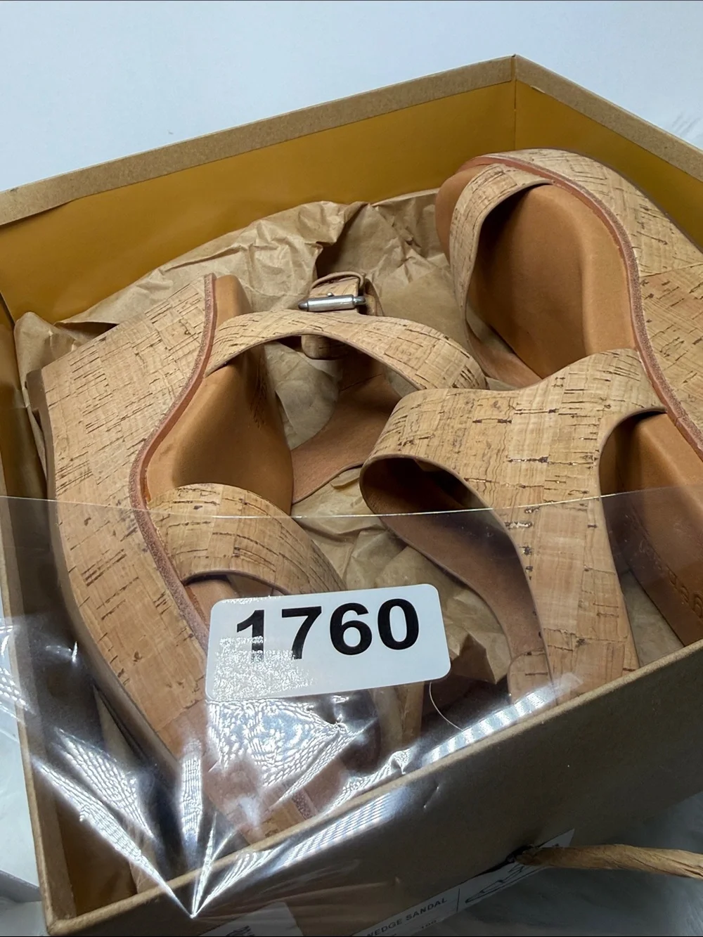 gentle souls Cork Strap Tan Wedge Sandals